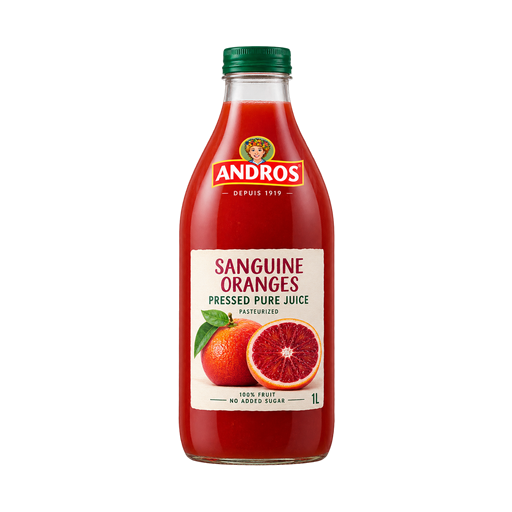 Andros Sanguine Oranges Pressed Pure Pasteurized Juice — app catalog bottle illustration