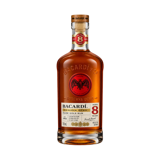 Bacardi rhum 8ans -reserva ocho-rare gold rhum — app catalog bottle illustration