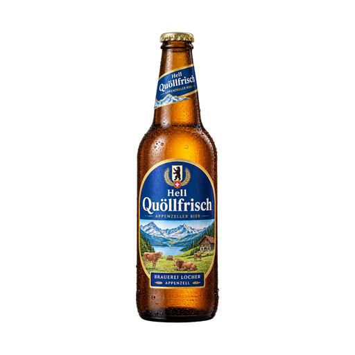 Brauerei Locher Hell Quöllfrisch Appenzeller Bier — app catalog bottle illustration