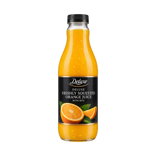 Deluxe Freshly Squeezed Orange Juice With Bits — app catalog bottle illustration