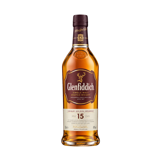 Glenfiddich Single Malt Scotch Whisky Unique Solera Reserve 15 Years — app catalog bottle illustration