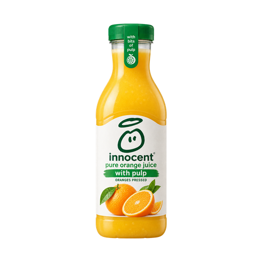 Innocent Pure orange juice with pulp oranges pressed — app catalog bottle illustration