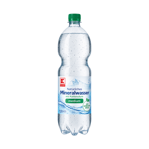 K-Classic Natürliches Mineralwasser mit Kohlensäure (medium) — app catalog bottle illustration