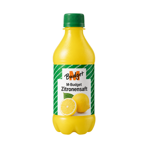 M-Budget Zitronensaft — app catalog bottle illustration