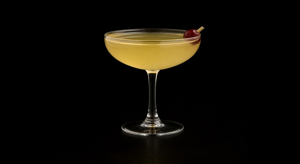 A Quiet Word cocktail on a dark studio background