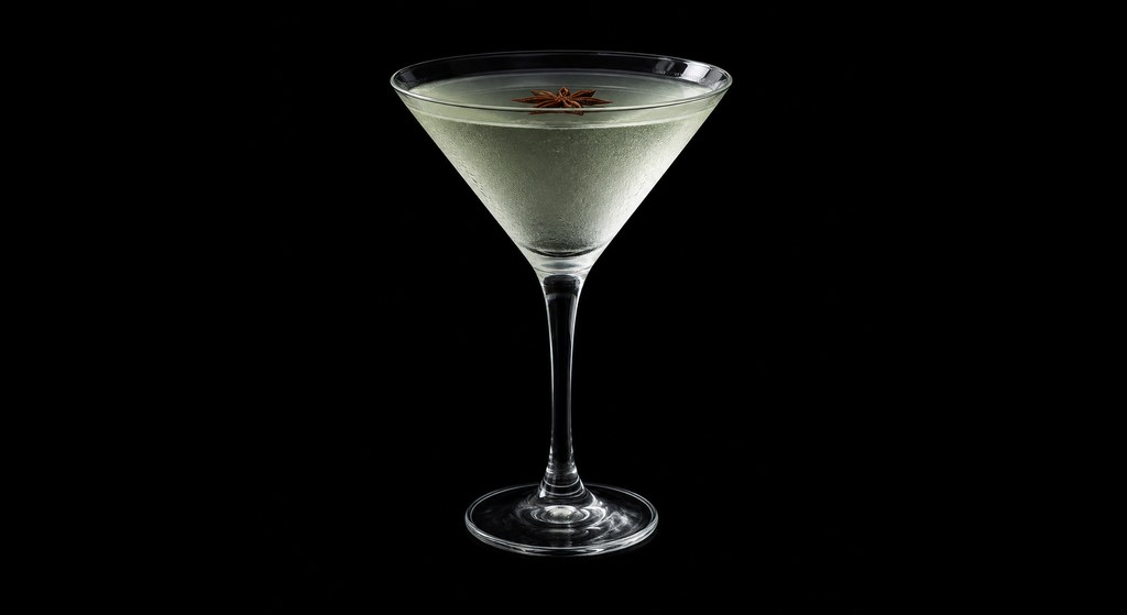 Absinthe Martini cocktail on a dark studio background