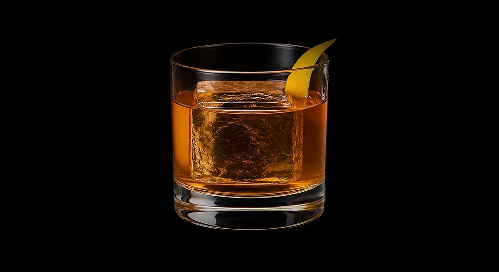 Adam & Eve cocktail on a dark studio background