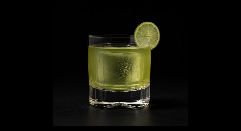 Aftershock cocktail on a dark studio background