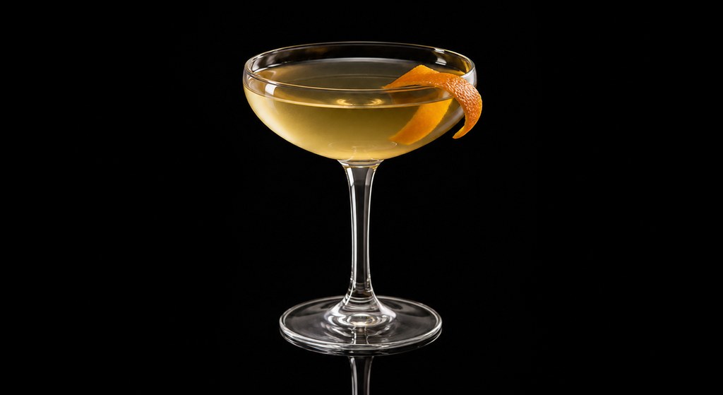Alberto Martini cocktail on a dark studio background