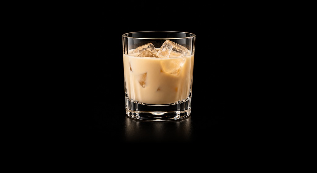 Amaretto And Cream cocktail on a dark studio background