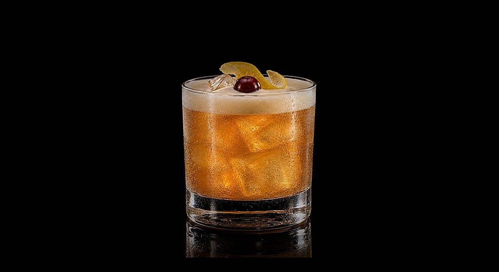 amaretto sour cocktail in a serving glass