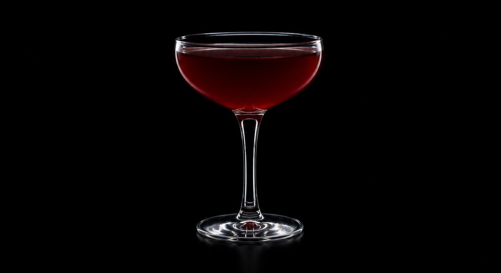 American Beauty cocktail on a dark studio background