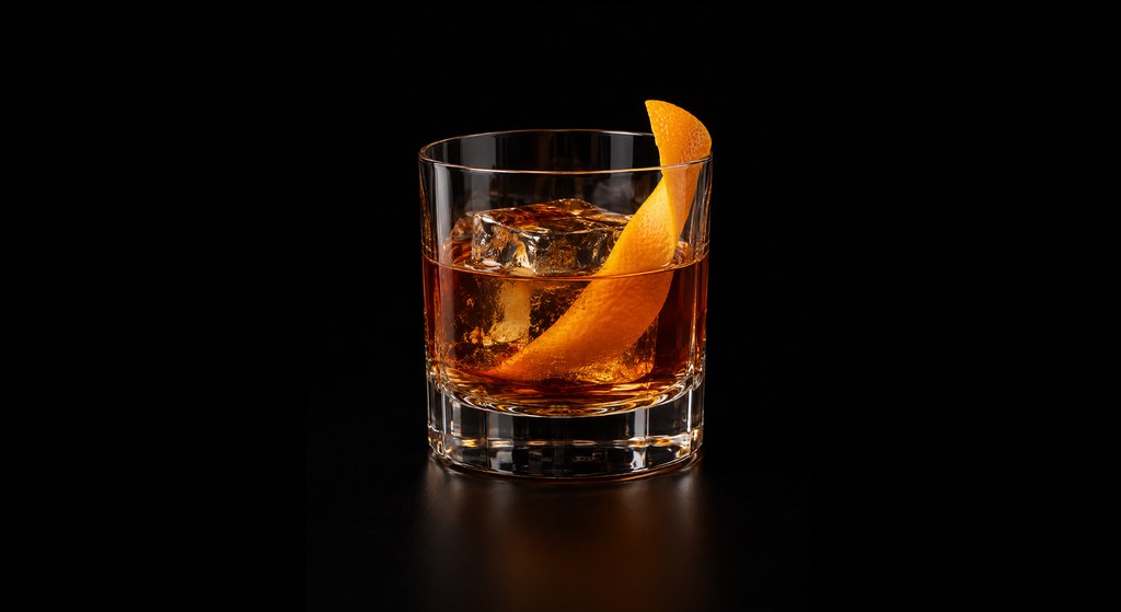 American Trilogy cocktail on a dark studio background