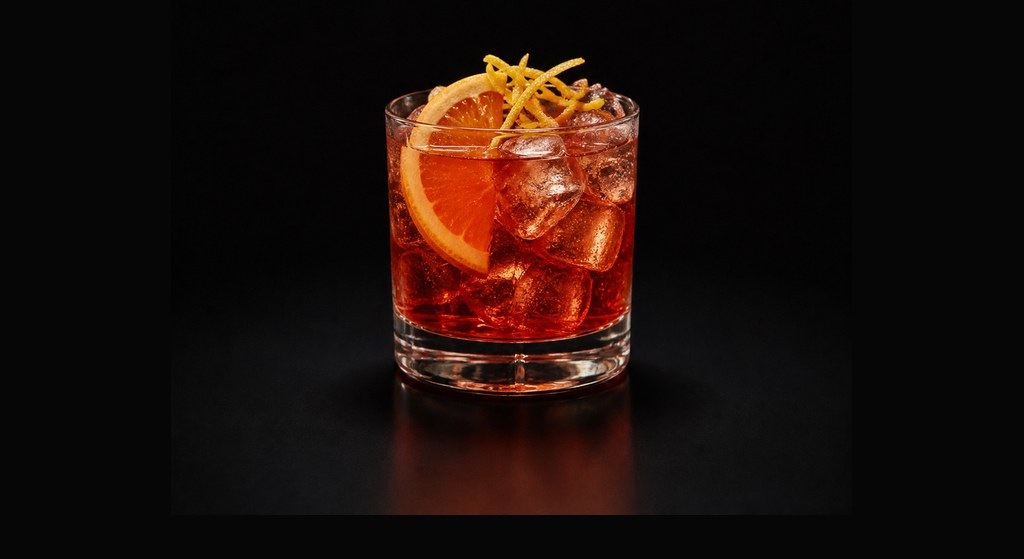 Americano cocktail on a dark studio background
