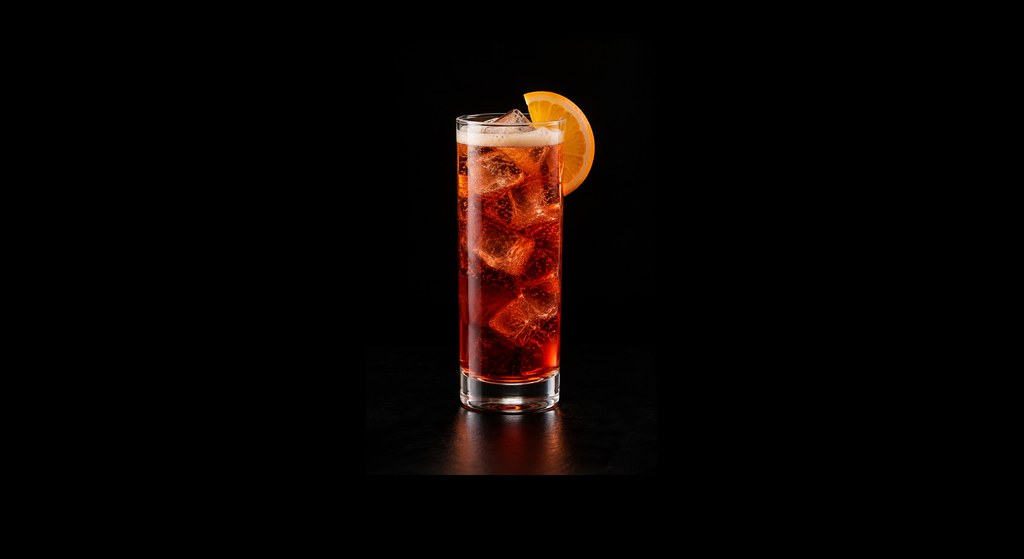 Americano Perfecto cocktail on a dark studio background