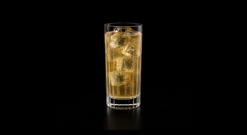Añejo Highball cocktail on a dark studio background