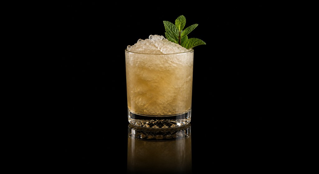 Artichoke Hold cocktail on a dark studio background