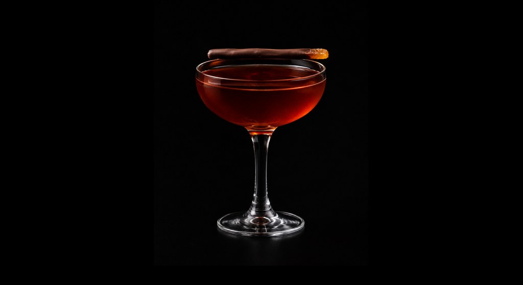 Atlantic Flyer cocktail on a dark studio background
