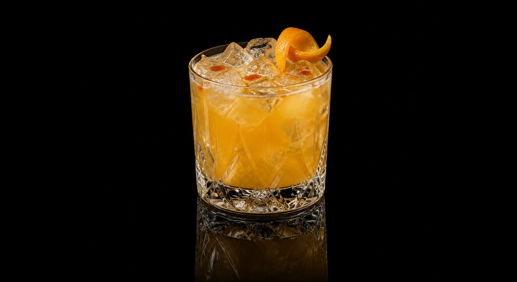 Aunt Agatha cocktail on a dark studio background