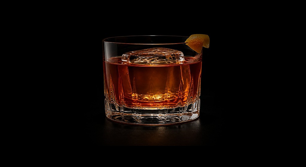 Autumn Leaves cocktail on a dark studio background