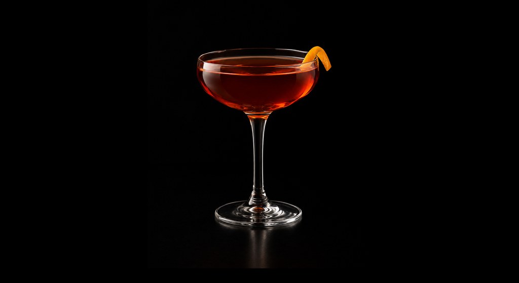 Autumn Negroni cocktail on a dark studio background