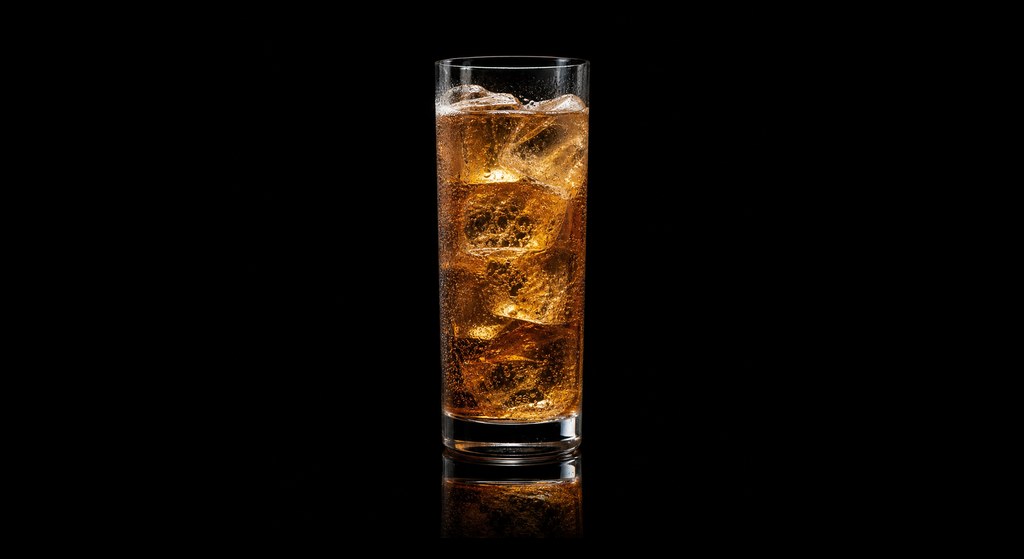 Averna Limonata cocktail on a dark studio background