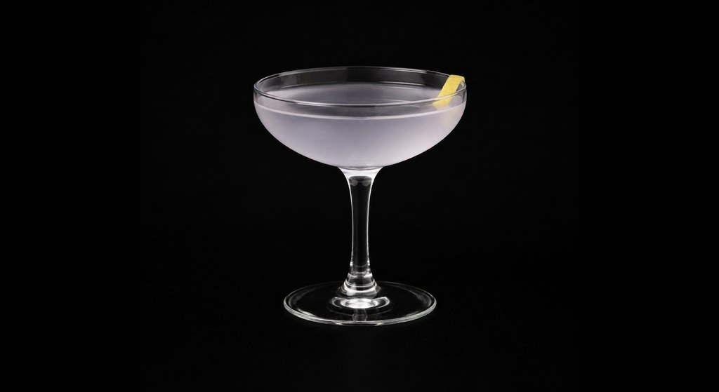 Aviazione cocktail on a dark studio background