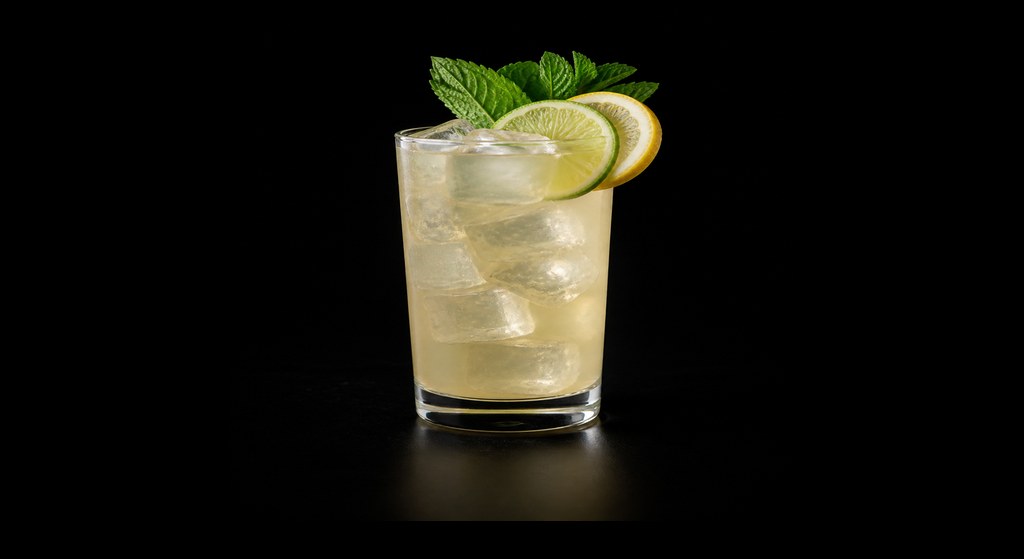 B-Side Hit cocktail on a dark studio background