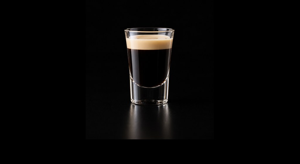 Baby Guinness cocktail on a dark studio background