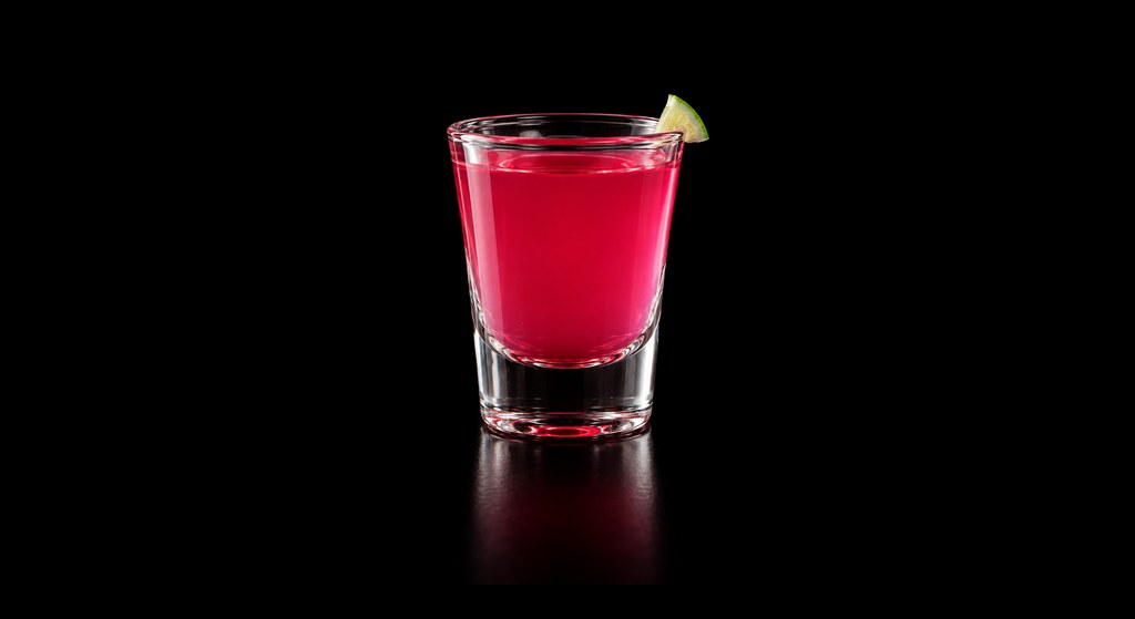 Baby Woo Woo cocktail on a dark studio background