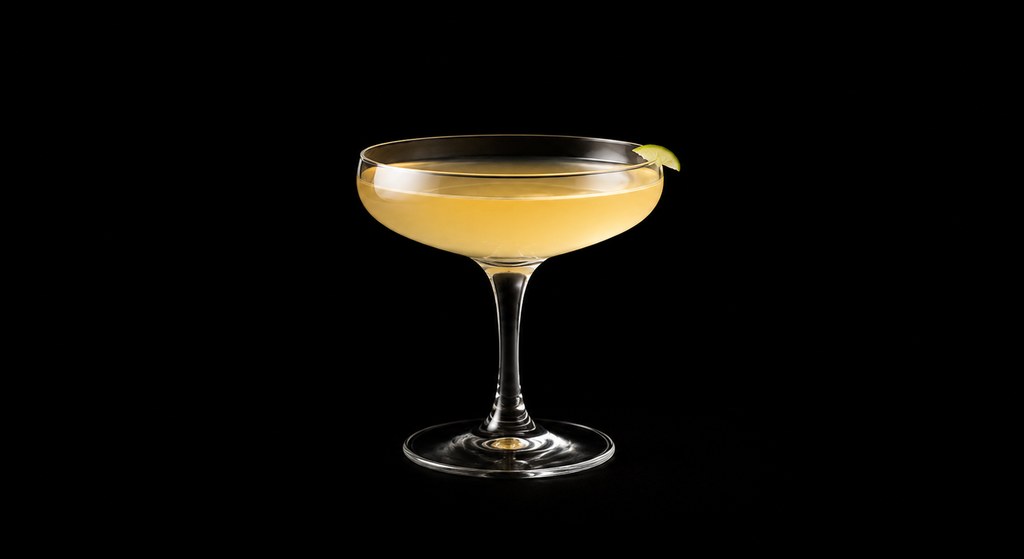 Bajan Daiquiri cocktail on a dark studio background