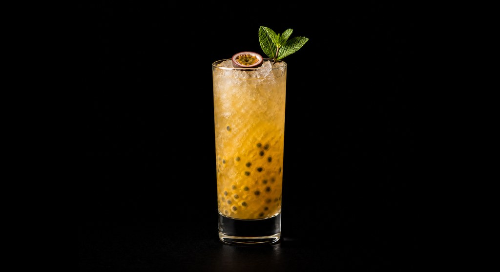 Bajan Mojito cocktail on a dark studio background