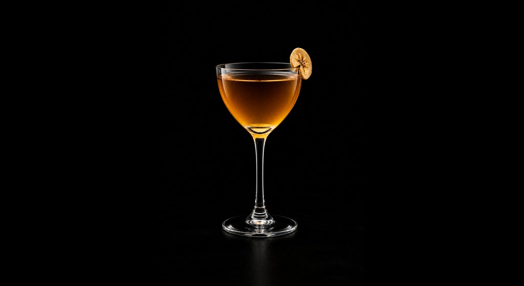 Banana Bliss cocktail on a dark studio background