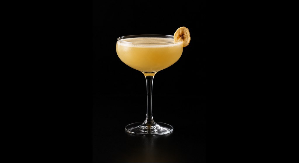 Bananarama cocktail on a dark studio background