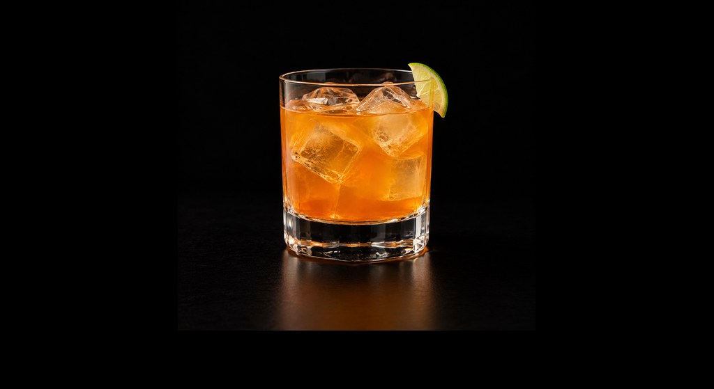Banderilla cocktail on a dark studio background