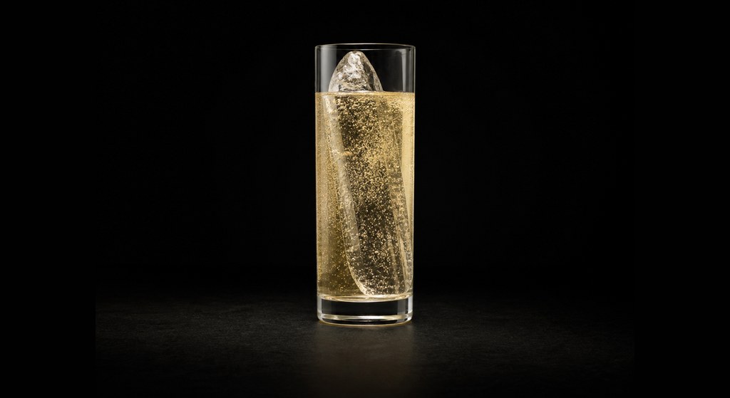 Bar Goto's Whisky Highball cocktail on a dark studio background
