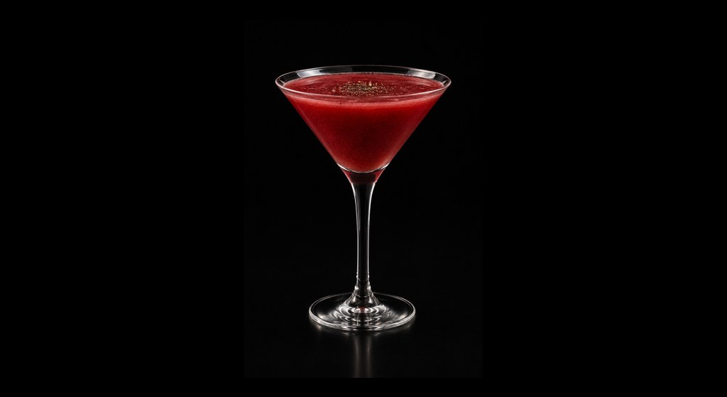Basil Grande cocktail on a dark studio background