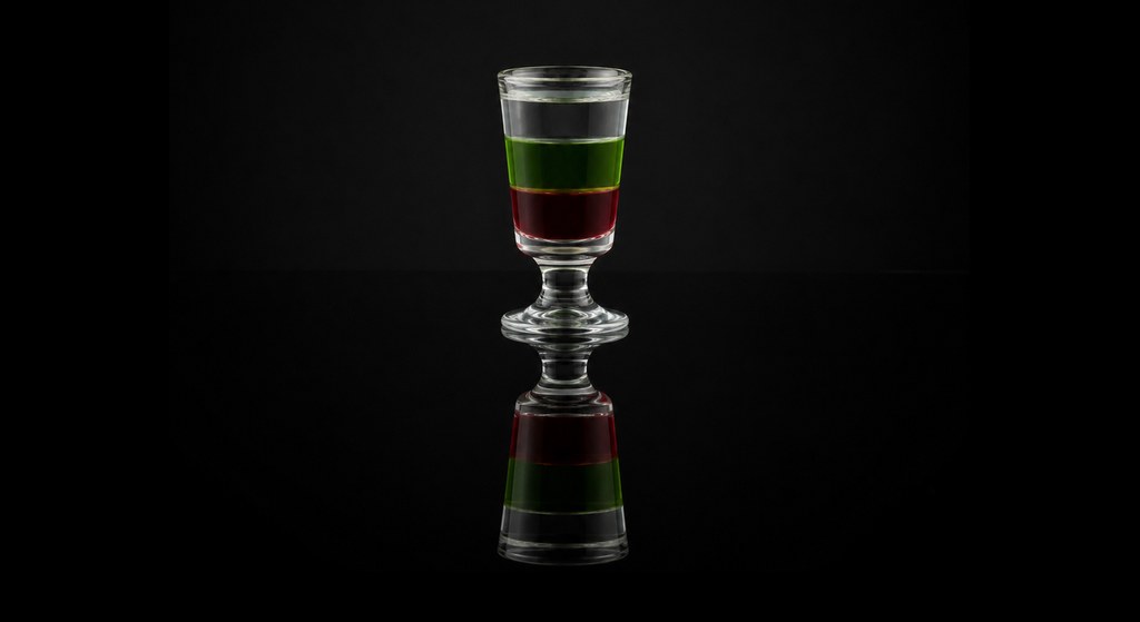 Bijou shot cocktail on a dark studio background