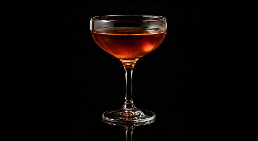 Bill Brooks' Godfather cocktail on a dark studio background