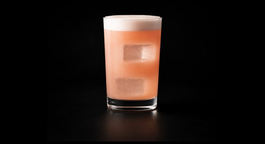 Bird-of-Paradise Fizz cocktail on a dark studio background