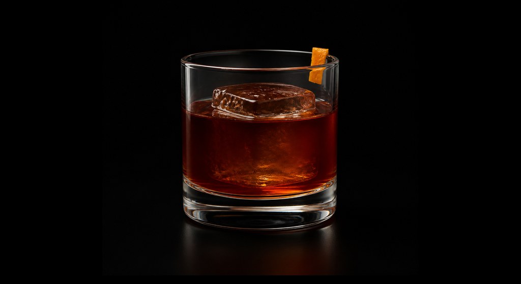 Bitter in Brazil cocktail on a dark studio background