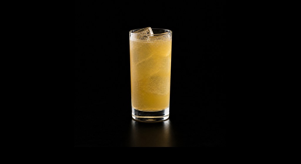 Bizzy Izzy Highball cocktail on a dark studio background