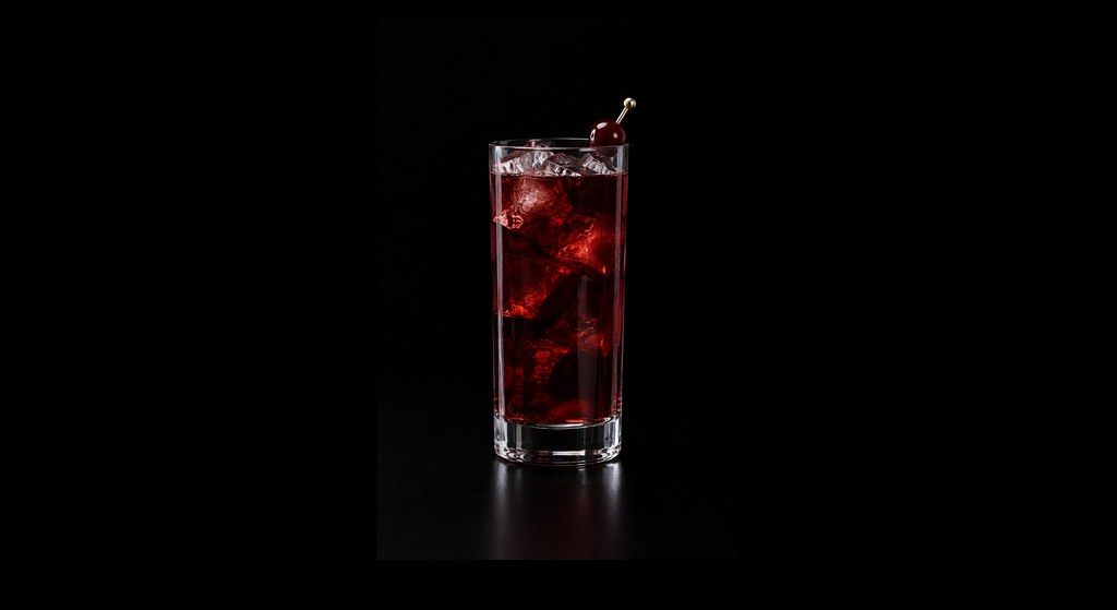 Black Cat cocktail on a dark studio background