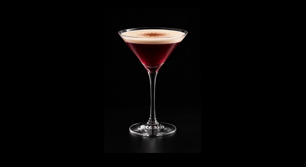 Black Forest Gateau cocktail on a dark studio background