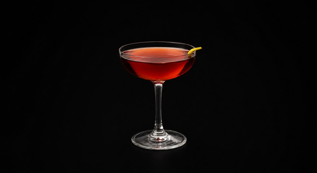 Blackthorn No. 4 cocktail on a dark studio background