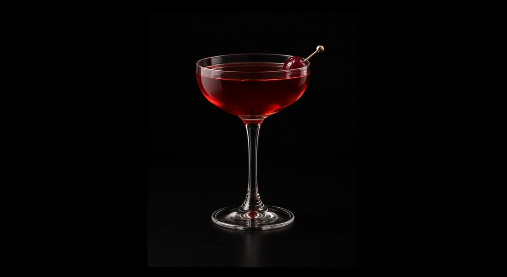 Blackthorn (English) cocktail on a dark studio background