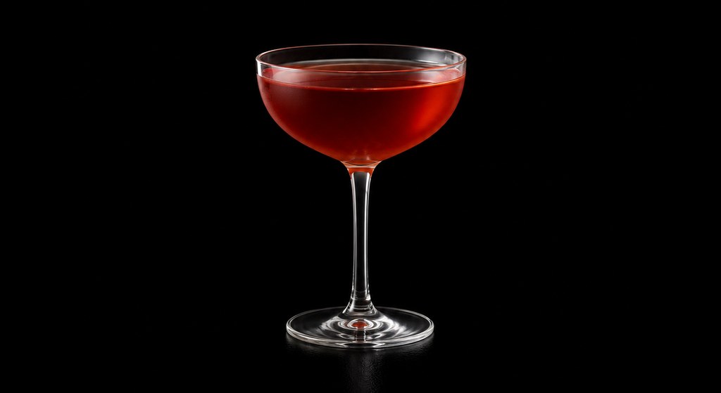 Blood and Sand cocktail on a dark studio background