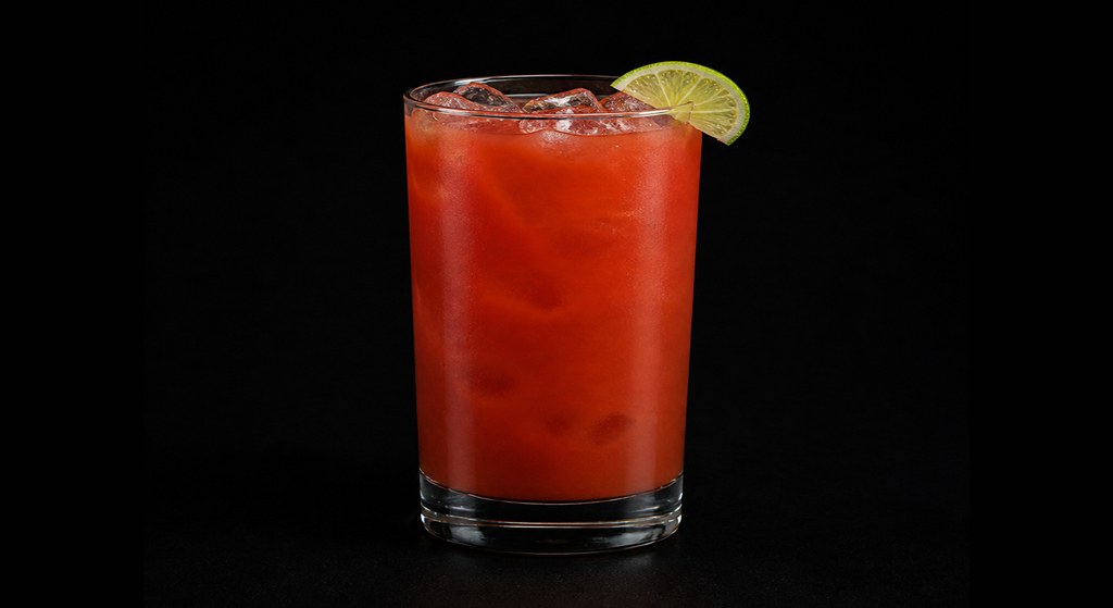 Bloody Bull cocktail on a dark studio background