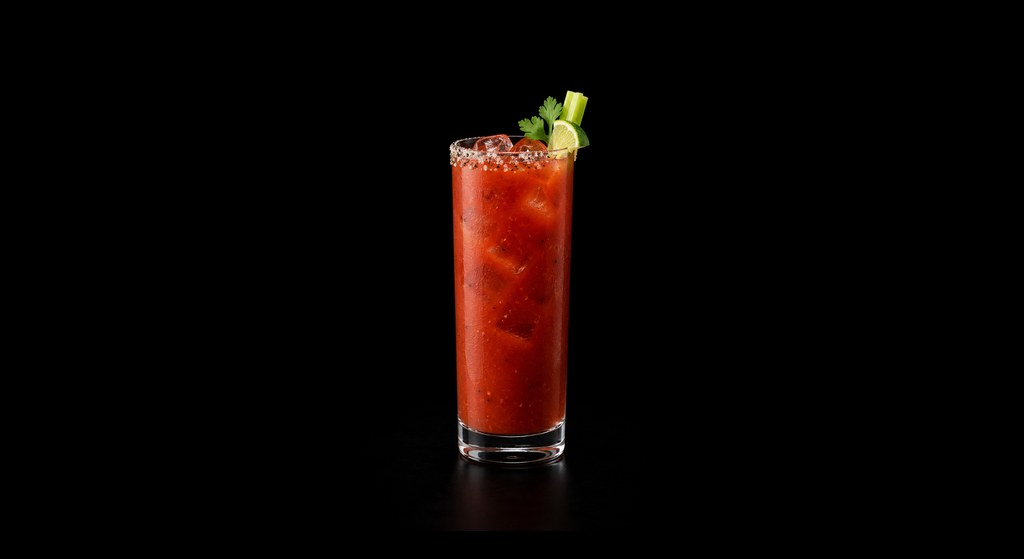 Bloody Maria cocktail on a dark studio background