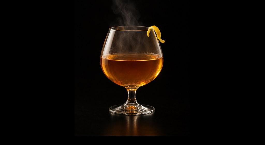 Blue Blazer cocktail on a dark studio background
